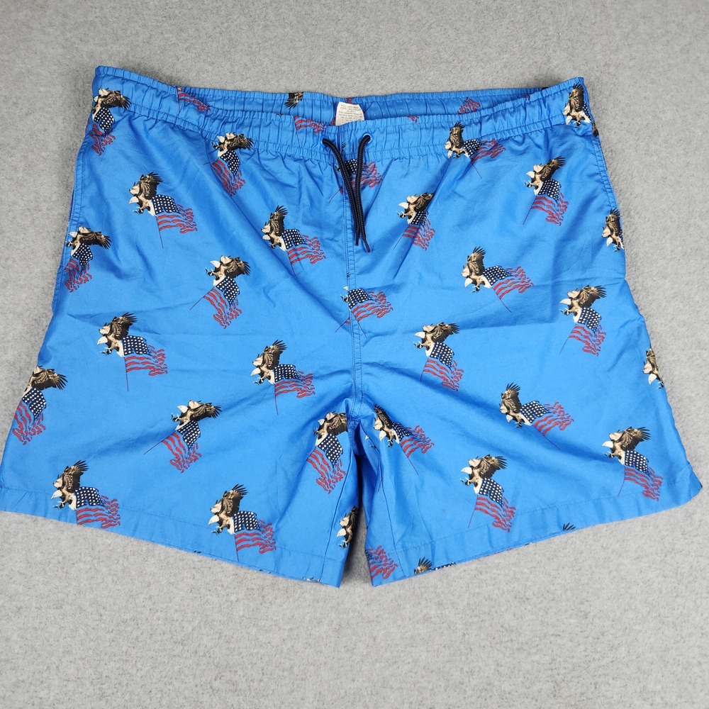 Wave Zone Swim Trunks Shorts Mens‎ XL Blue Mesh Eagle American Flag Patriotic